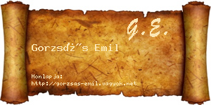 Gorzsás Emil névjegykártya